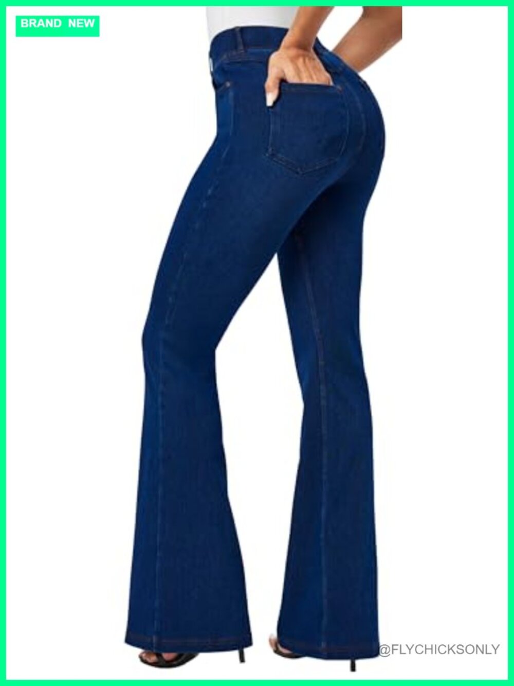 Stretchy High Rise Flared Pull On Jeggings with Pockets